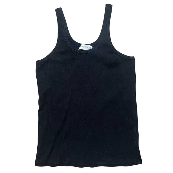 Anine Bing April Tank Top ribbed black XS S small scoop neck - Picture 4 of 8